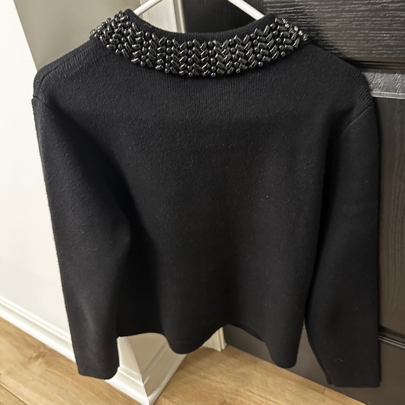 NWT Marled Chic Black Sweater with Beaded Collar - Picture 3 of 4
